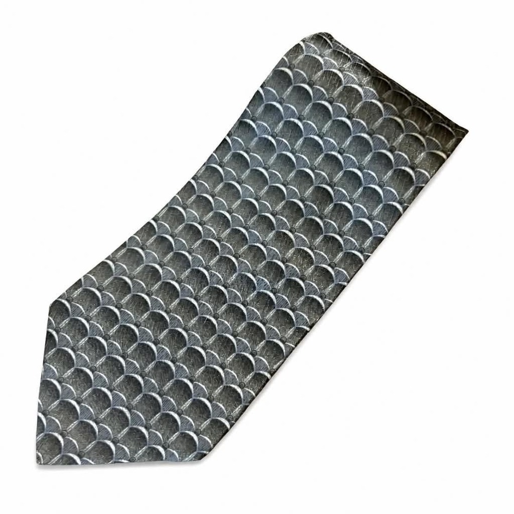 Zylos Platinum George Machado Silk Tie Mens Gray Silver Black Mermaid Scale